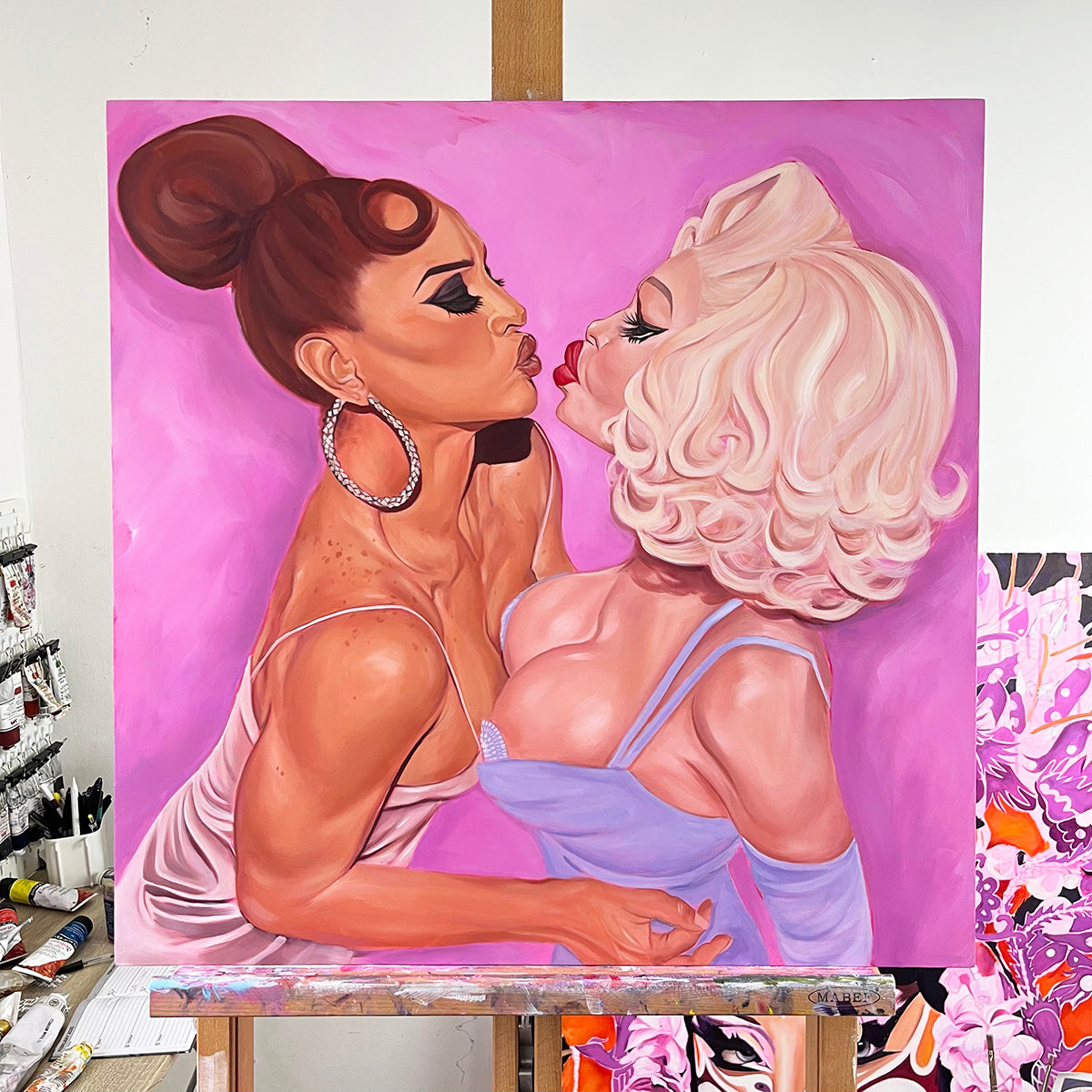 Sasha Colby & Amanda Lepore Trans Joy Original Oil Painting