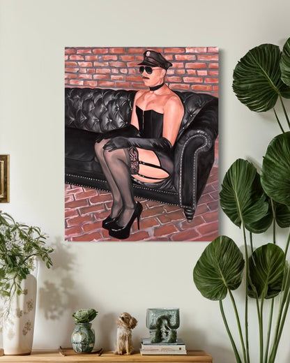 Trixie Sitting Alone in the VIP Original Oil Painting