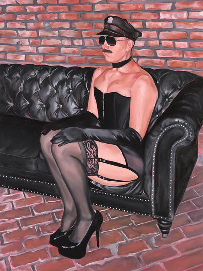 Trixie Sitting Alone in the VIP Original Oil Painting